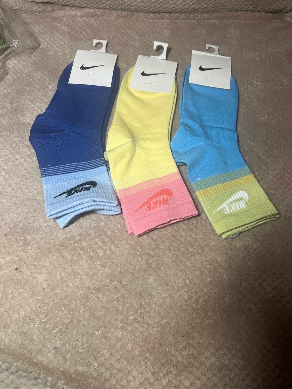 Nike Gradient Ankle Socks - Blue, Yellow, Teal (3-Pack)